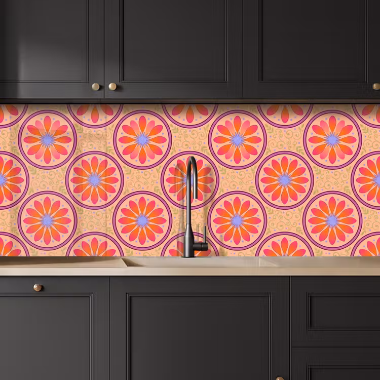 Patroon - Bloemen - Decoratief - Kleurrijk - Modern keuken achterwand 2 middel -sfeer1