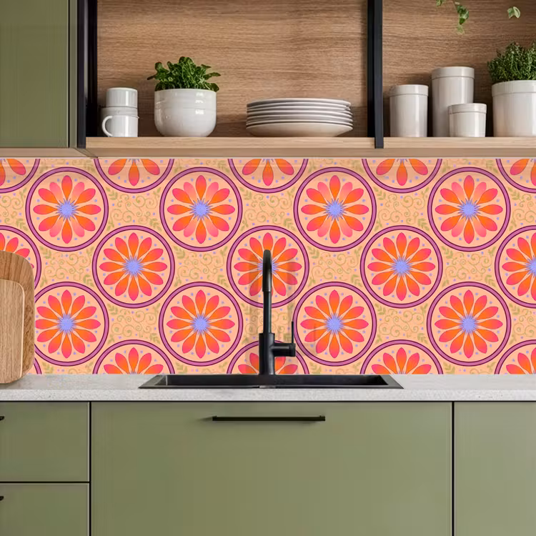 Patroon - Bloemen - Decoratief - Kleurrijk - Modern keuken achterwand 2 middel -sfeer3