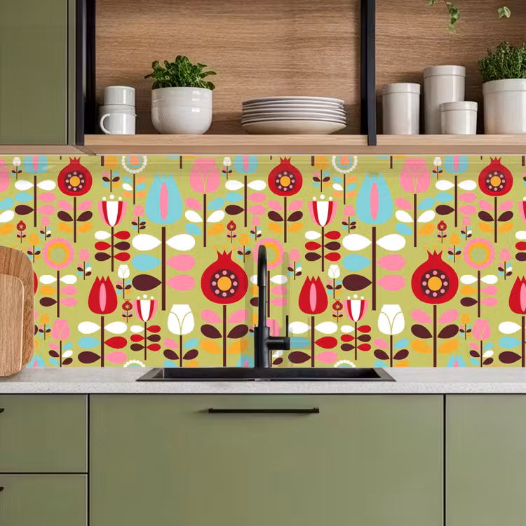 Patronen - Bloemen - Kleuren keuken achterwand 2 middel 871 -sfeer3