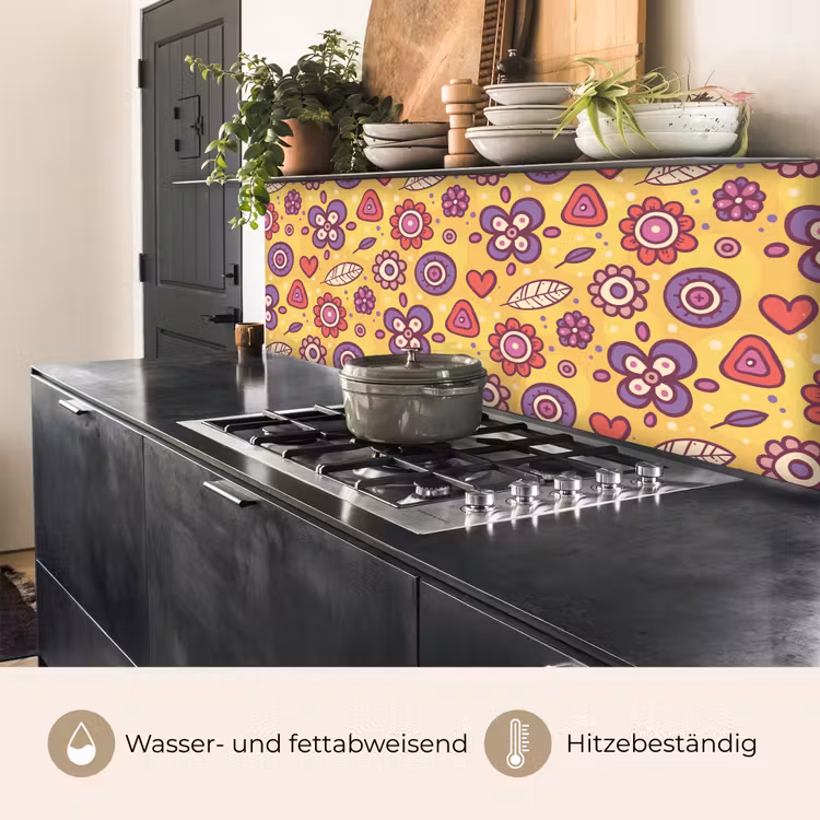 Patroon - Bloemen - Paars - Oranje keuken achterwand 2 middel 871 -usp_DE