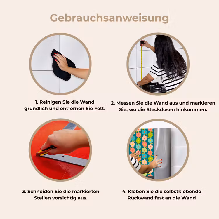 Patroon - Bloemen - Retro - Jaren 70 keuken achterwand 2 middel 871 -gebruiksaanwijzing_DE