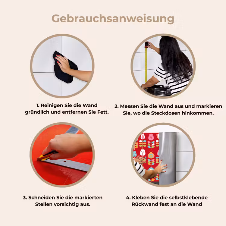 Patronen - Bloemen - Retro - Rood keuken achterwand 2 middel 871 -gebruiksaanwijzing_DE