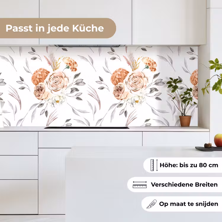 Patronen - Bloemen - Roos - Wit keuken achterwand 2 middel 871 -sfeer4_DE