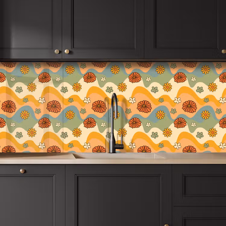 Patronen - Bloemen - Vintage keuken achterwand 2 middel 871 -sfeer1