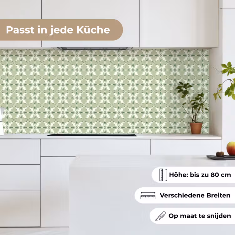 Patroon - Bloemenvorm - Groen keuken achterwand 2 middel 871 -sfeer4_DE