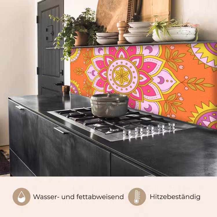 Patroon - Bloemmotief - Decoratie - Abstract - Roze keuken achterwand 2 middel -usp_DE