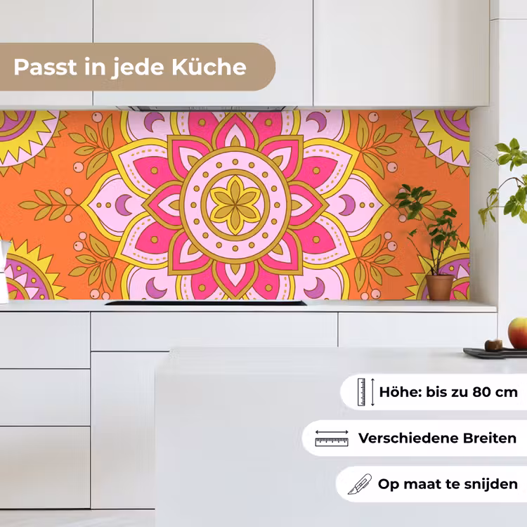 Patroon - Bloemmotief - Decoratie - Abstract - Roze keuken achterwand 2 middel -sfeer4_DE