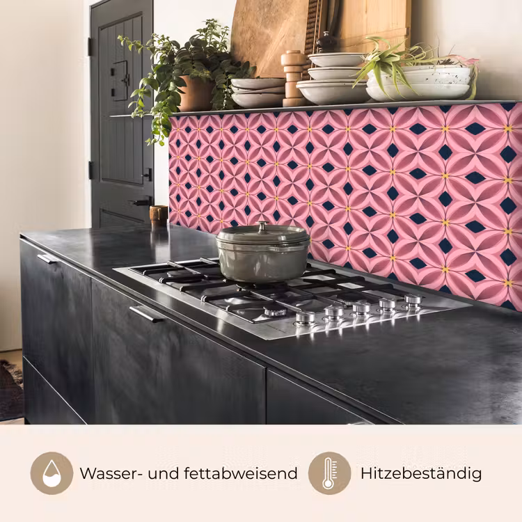 Patroon - Bloemblaadjes - Roze - Blauw keuken achterwand 2 middel 871 -usp_DE