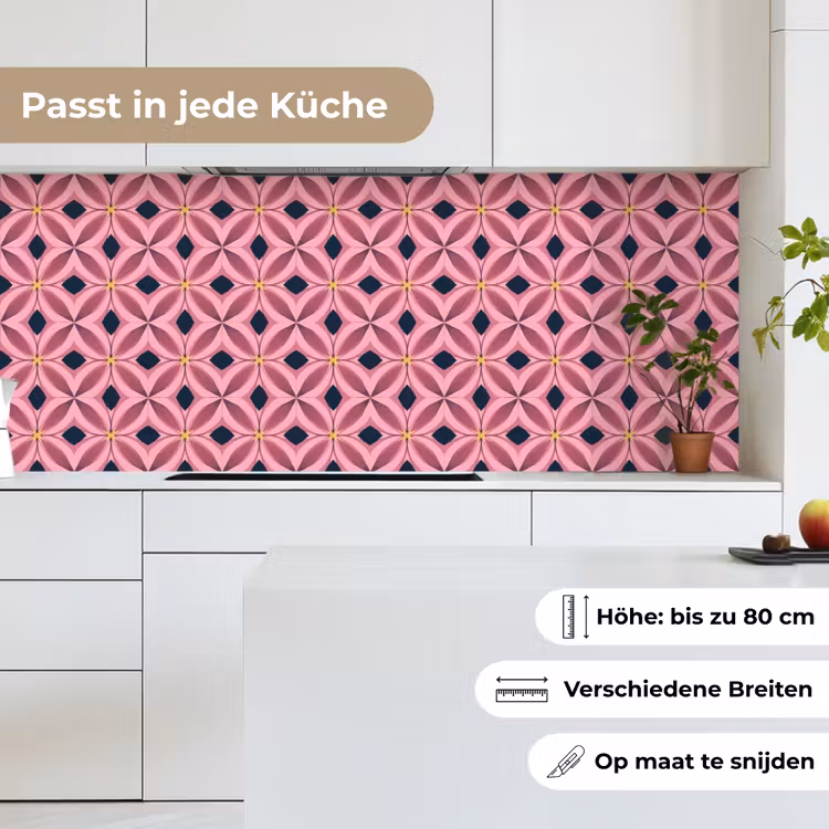 Patroon - Bloemblaadjes - Roze - Blauw keuken achterwand 2 middel 871 -sfeer4_DE
