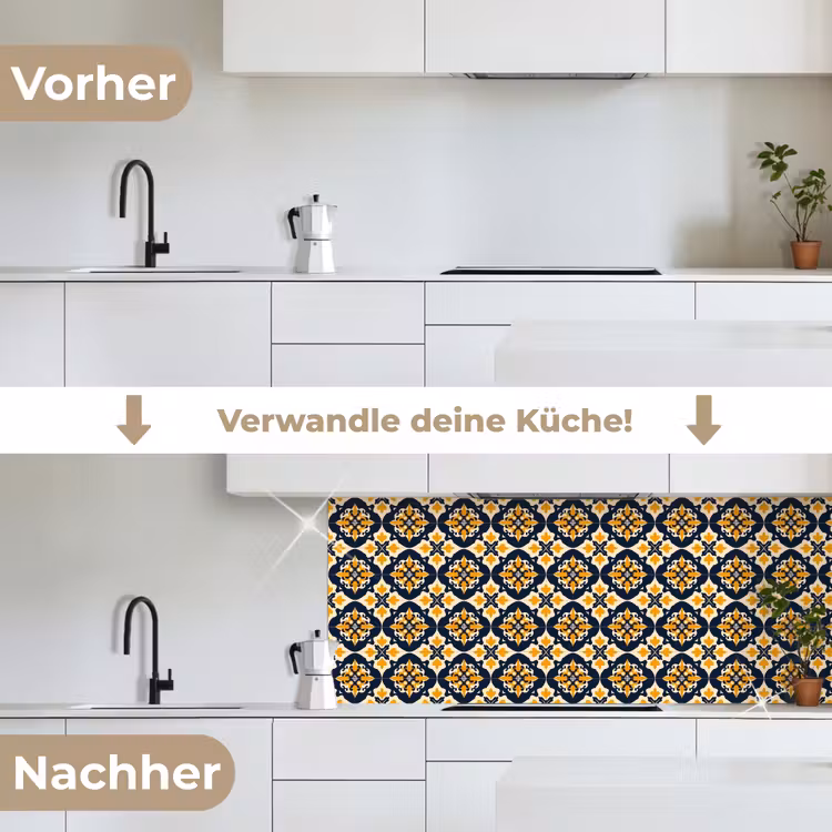 Patroon - Siertegel - Kleurrijk keuken achterwand 2 middel 871 -voor-na_DE
