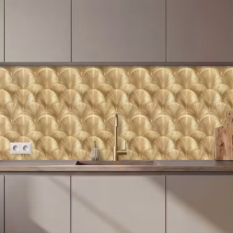 Patroon - Waaier - Goud keuken achterwand 2 middel 871 zz_3dshopping