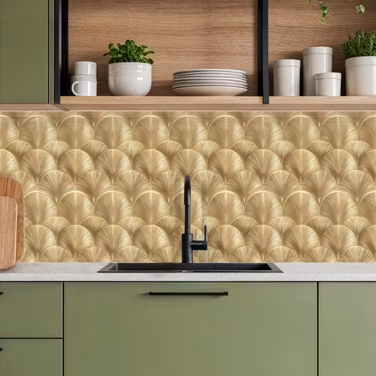 Patroon - Waaier - Goud keuken achterwand 2 middel 871 -sfeer3