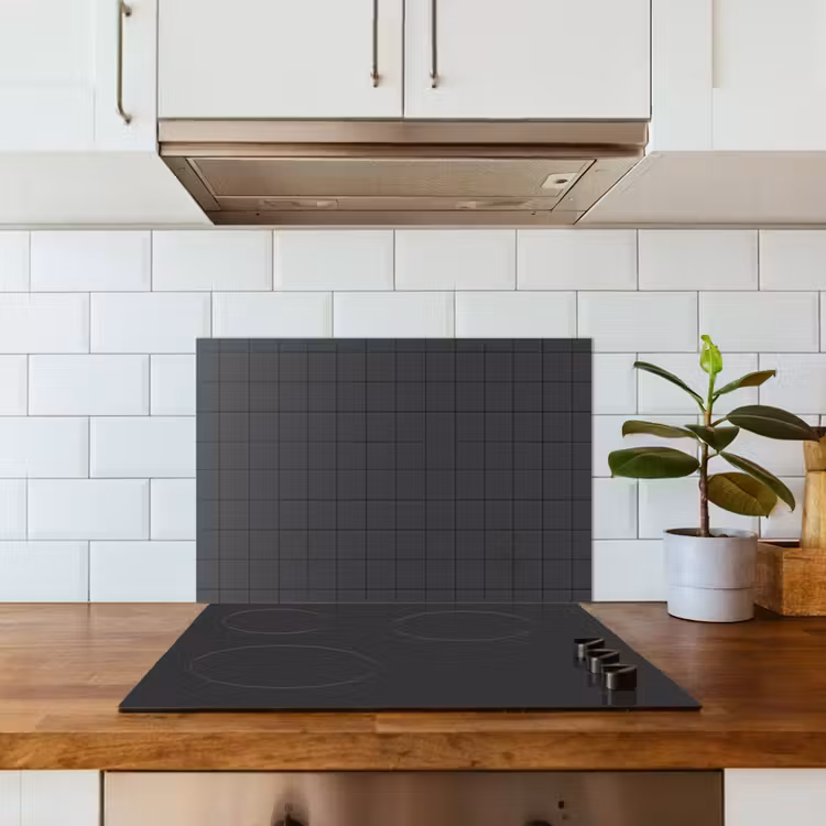 Patroon - Tegel - Antraciet keuken achterwand spatscherm klein 900 -sfeer2