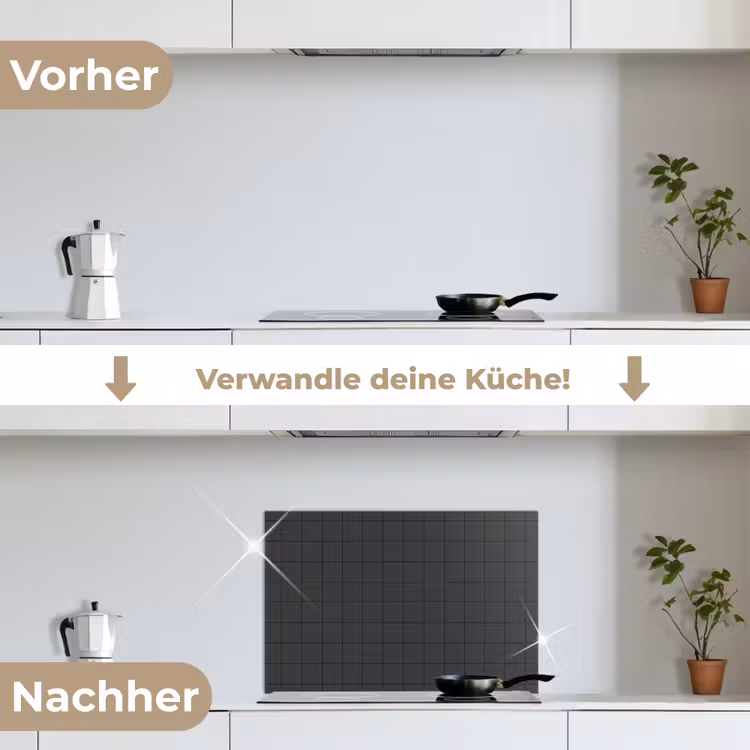 Patroon - Tegel - Antraciet keuken achterwand spatscherm klein 900 -voor_na_DE