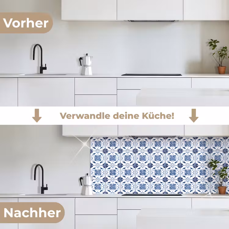 Patroon - Tegel - Blauw keuken achterwand 2 middel 871 -voor-na_DE