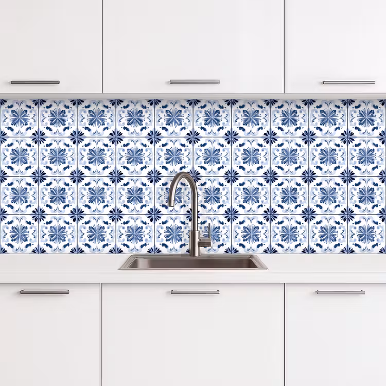 Patroon - Tegel - Blauw keuken achterwand 2 middel 871 -3d