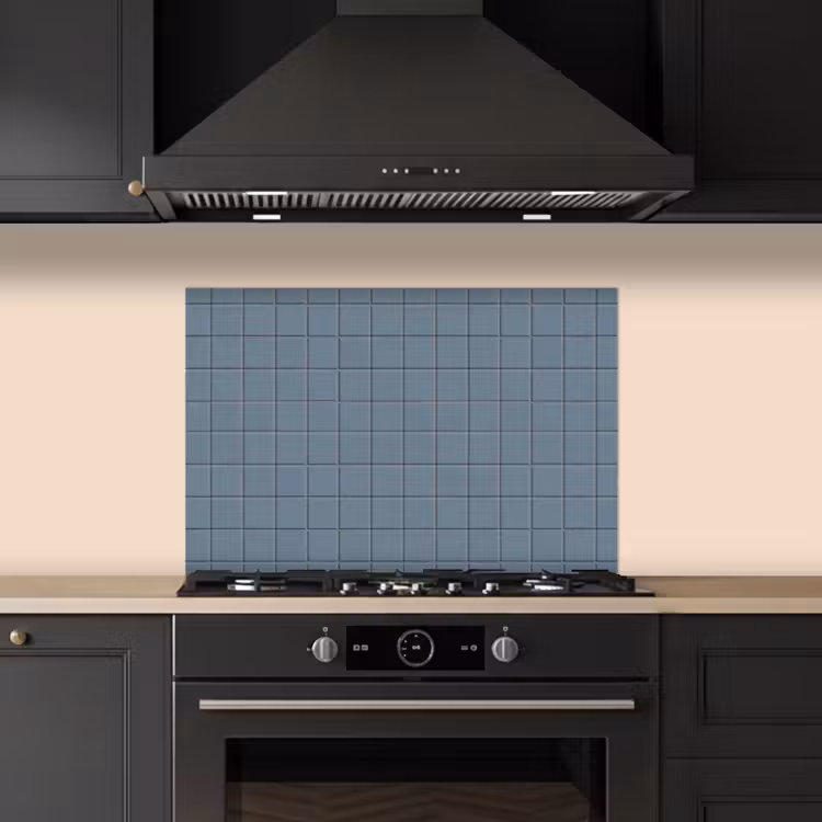 Patroon - Tegel - Blauwgrijs keuken achterwand spatscherm klein 900 -sfeer1