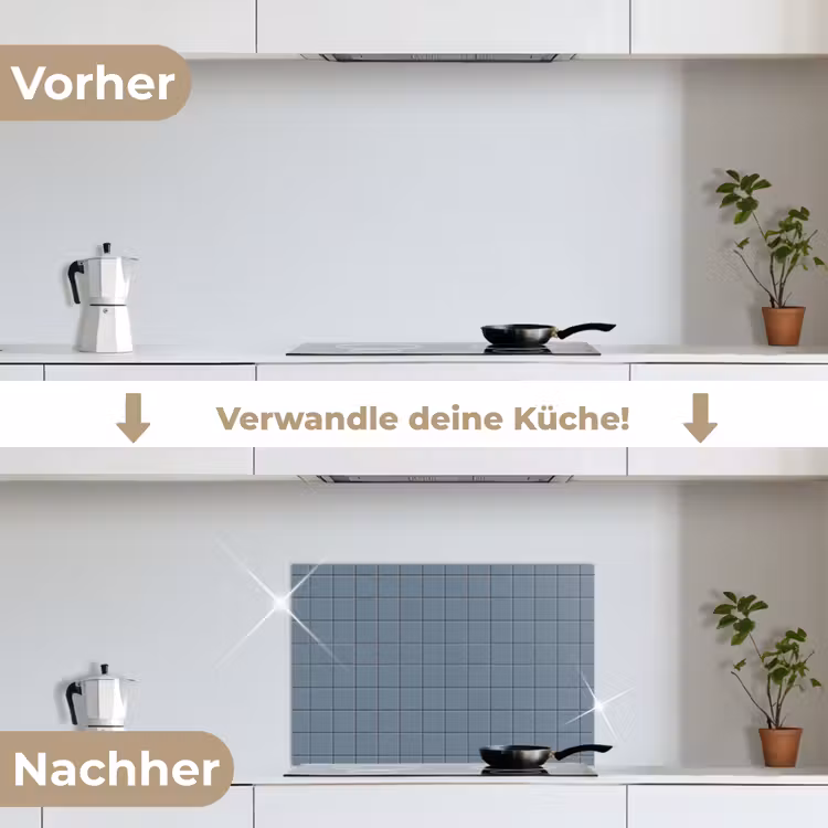 Patroon - Tegel - Blauwgrijs keuken achterwand spatscherm klein 900 -voor_na_DE