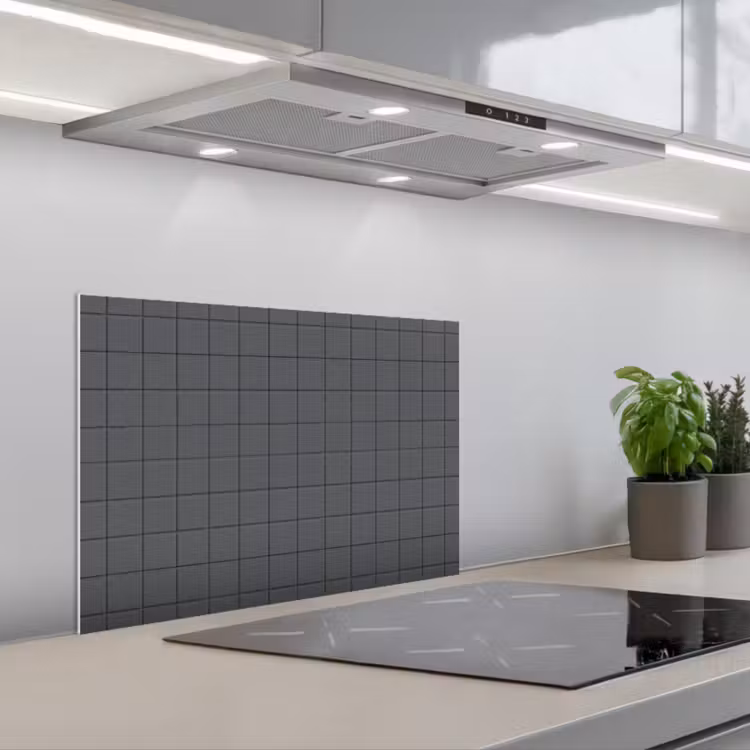 Patroon - Tegel - Grafiet - Grijs keuken achterwand spatscherm klein 900 -3d_schuin