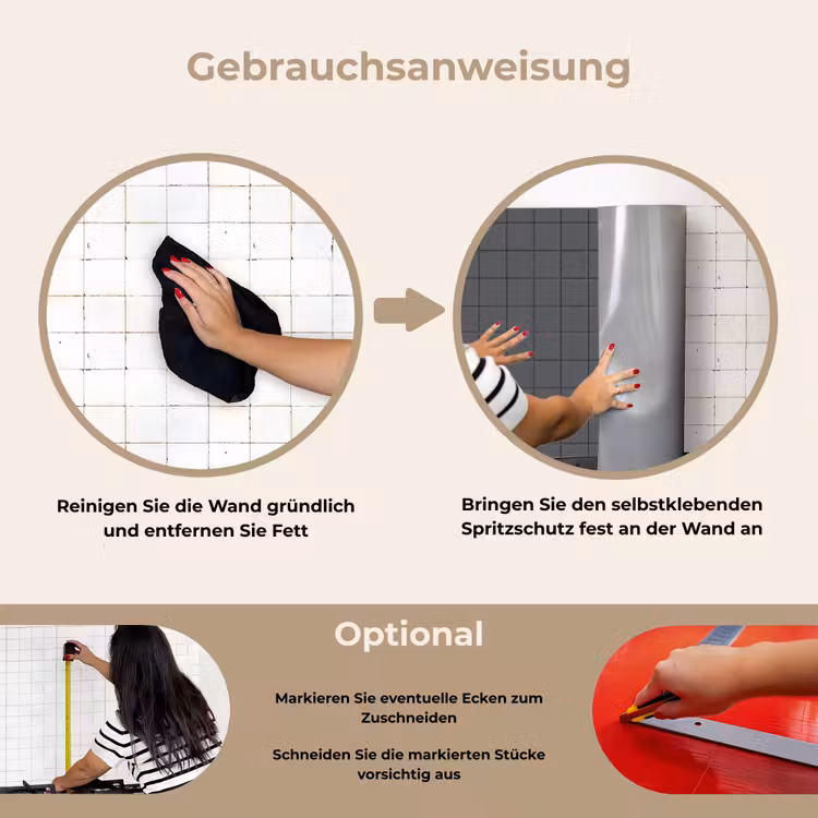 Patroon - Tegel - Grafiet - Grijs keuken achterwand spatscherm klein 900 -gebruiksaanwijzing_DE