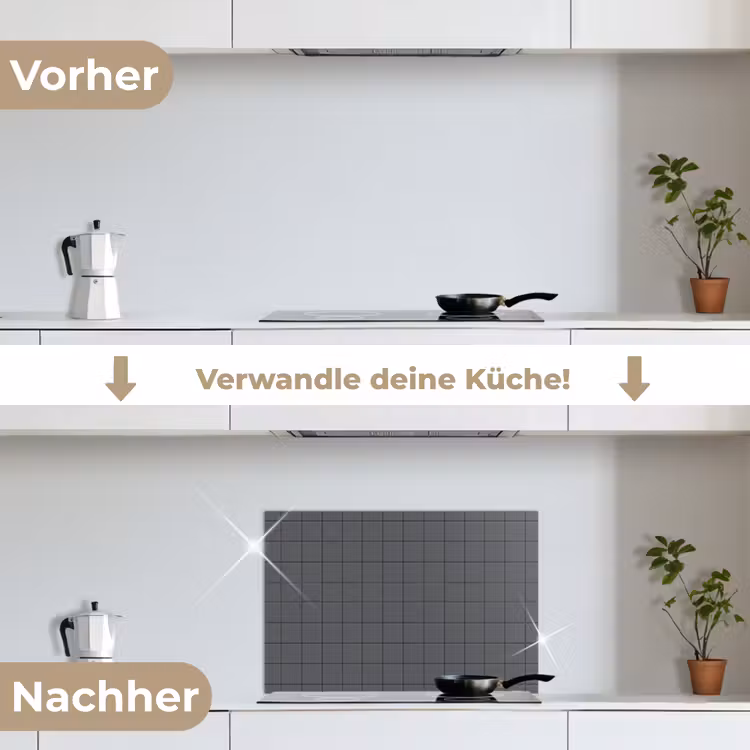 Patroon - Tegel - Grafiet - Grijs keuken achterwand spatscherm klein 900 -voor_na_DE