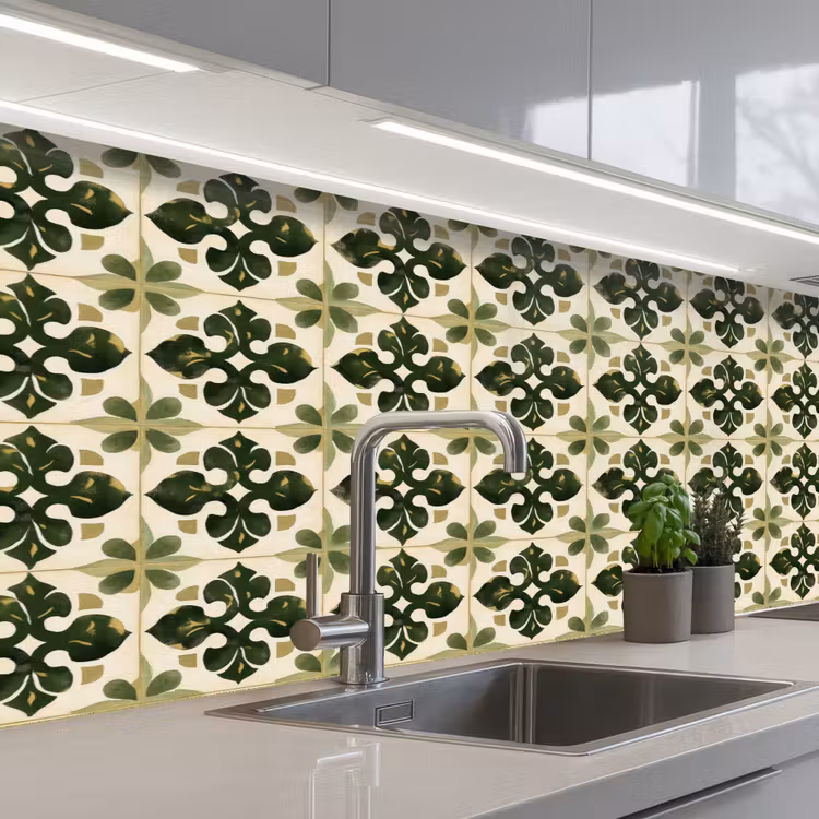 Patroon - Tegel - Groen keuken achterwand 2 middel 871 -3d_schuin