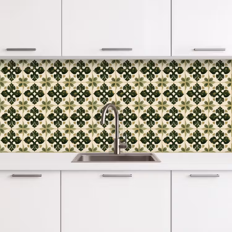 Patroon - Tegel - Groen keuken achterwand 2 middel 871 -3d