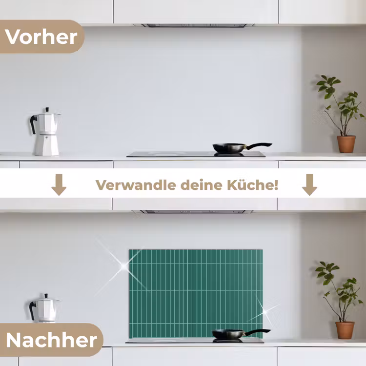 Patroon - Tegel - Saliegroen keuken achterwand spatscherm klein 900 -voor_na_DE