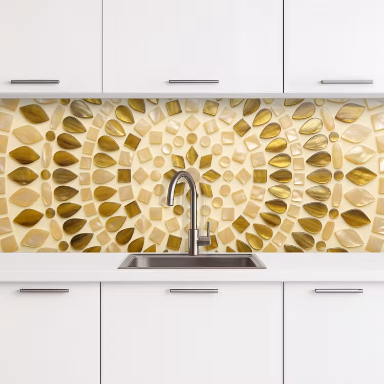 Patroon - Vormen - Mozaïek - Abstract - Goud keuken achterwand 2 middel -3d