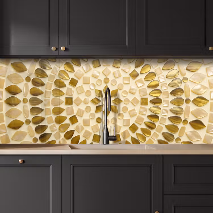 Patroon - Vormen - Mozaïek - Abstract - Goud keuken achterwand 2 middel -sfeer1
