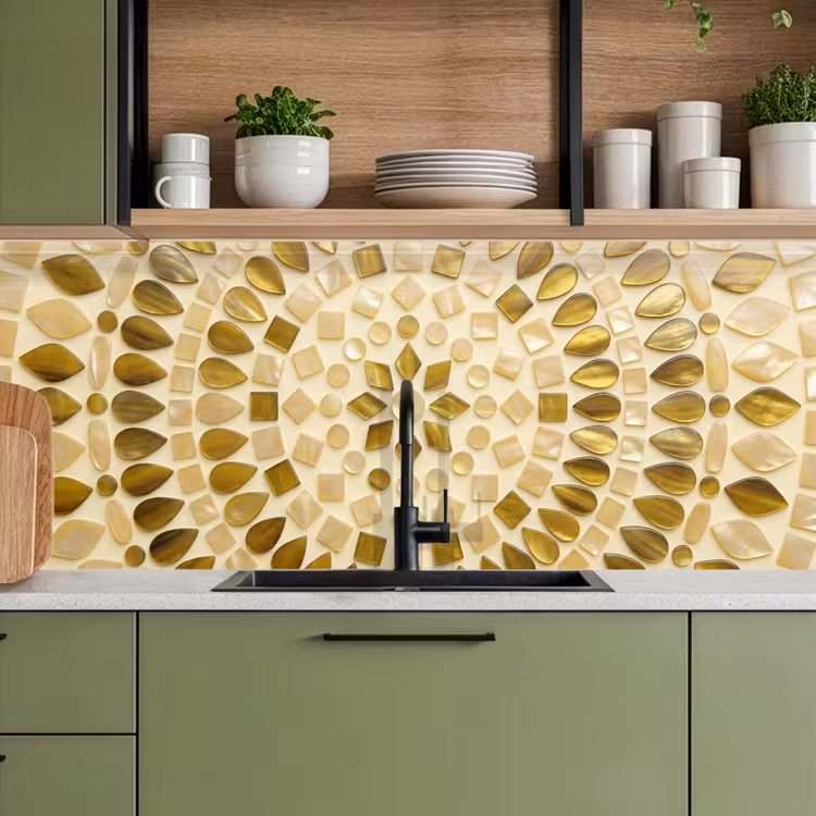 Patroon - Vormen - Mozaïek - Abstract - Goud keuken achterwand 2 middel -sfeer3