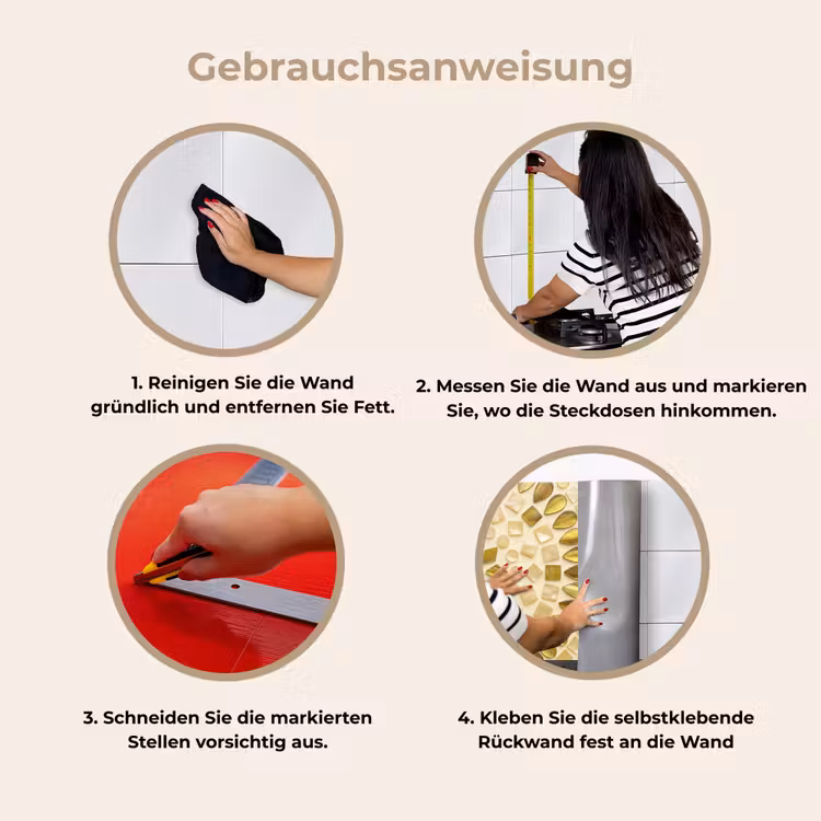 Patroon - Vormen - Mozaïek - Abstract - Goud keuken achterwand 2 middel -gebruiksaanwijzing_DE