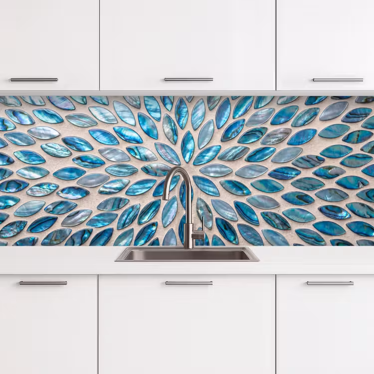 Patroon - Glans - Abstract - Blauw - Decoratie keuken achterwand 2 middel -3d