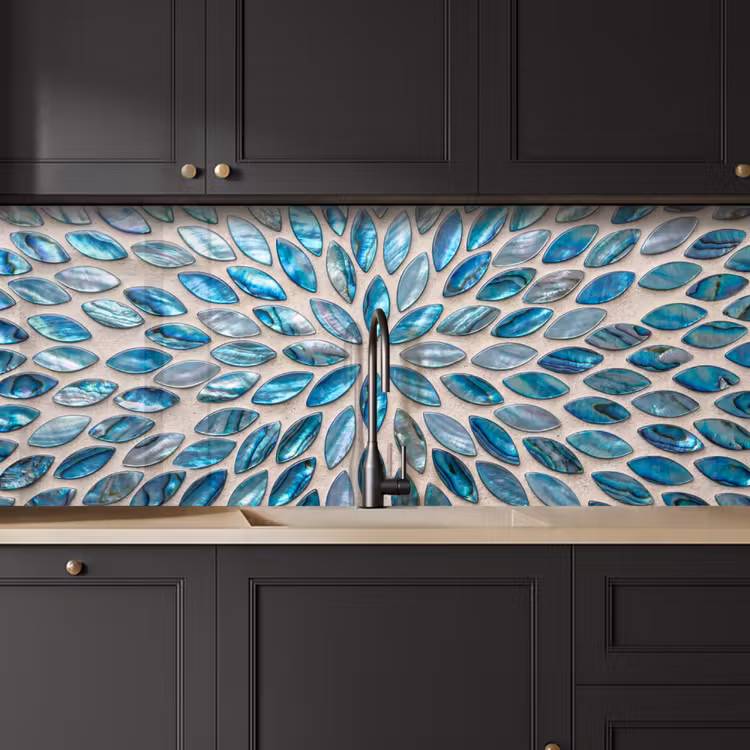 Patroon - Glans - Abstract - Blauw - Decoratie keuken achterwand 2 middel -sfeer1