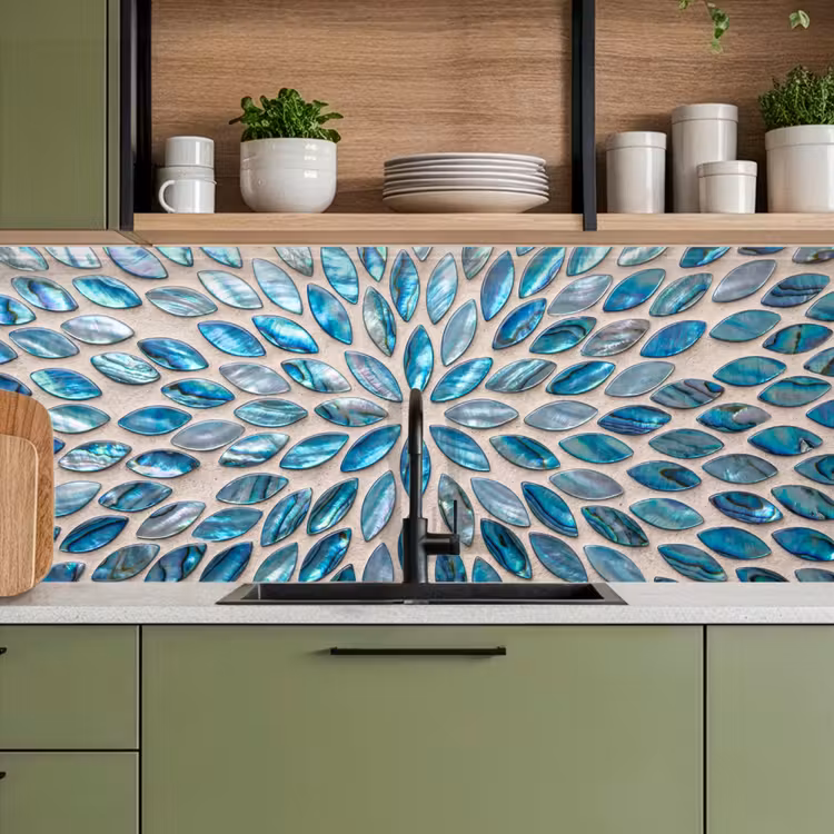 Patroon - Glans - Abstract - Blauw - Decoratie keuken achterwand 2 middel -sfeer3