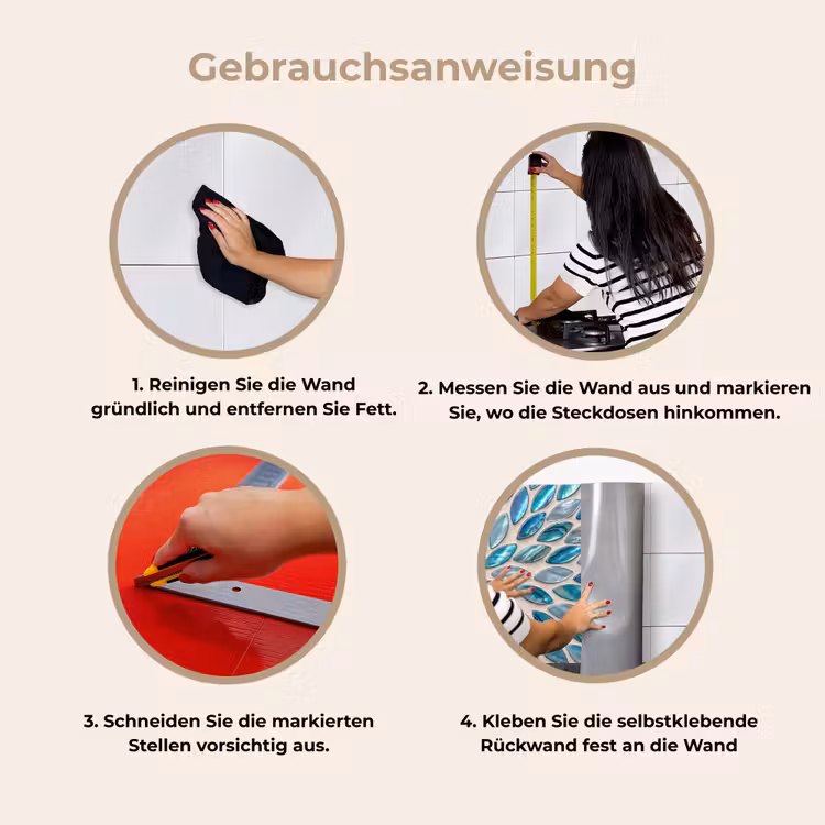 Patroon - Glans - Abstract - Blauw - Decoratie keuken achterwand 2 middel -gebruiksaanwijzing_DE