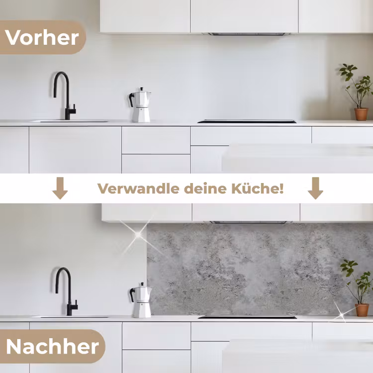 Patroon - Grijs - Oud - Beton keuken achterwand 2 middel 871 -voor-na_DE