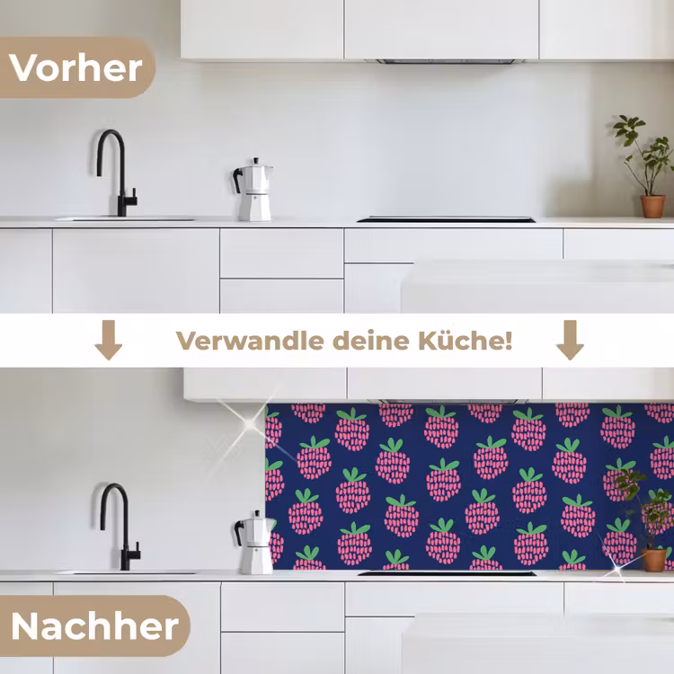 Patroon - Framboos - Retro keuken achterwand 2 middel 871 -voor-na_DE