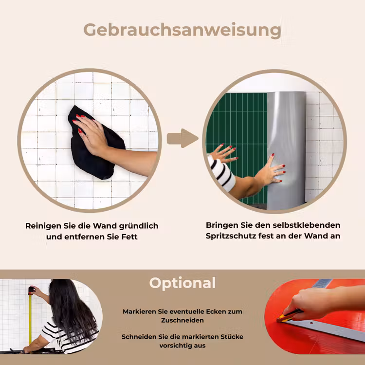 Patroon - Tegels - Donkergroen keuken achterwand spatscherm klein 900 -gebruiksaanwijzing_DE