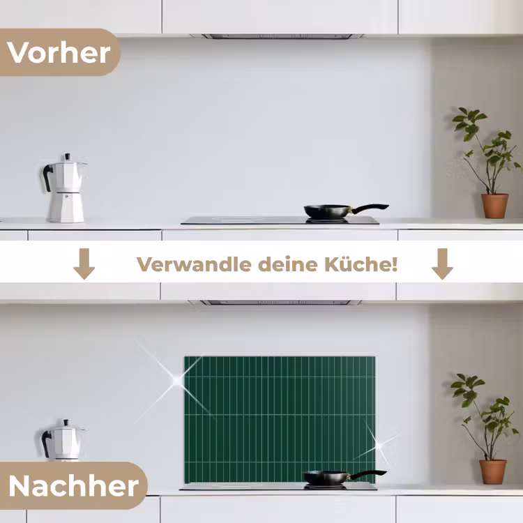 Patroon - Tegels - Donkergroen keuken achterwand spatscherm klein 900 -voor_na_DE