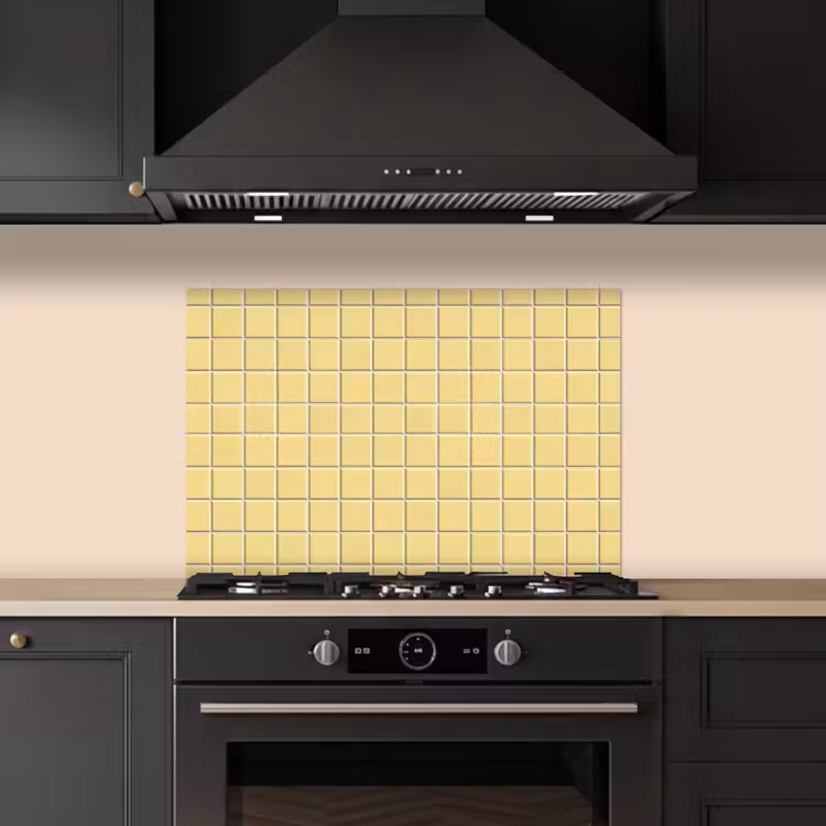 Patroon - Tegels - Geel keuken achterwand spatscherm klein 900 -sfeer1