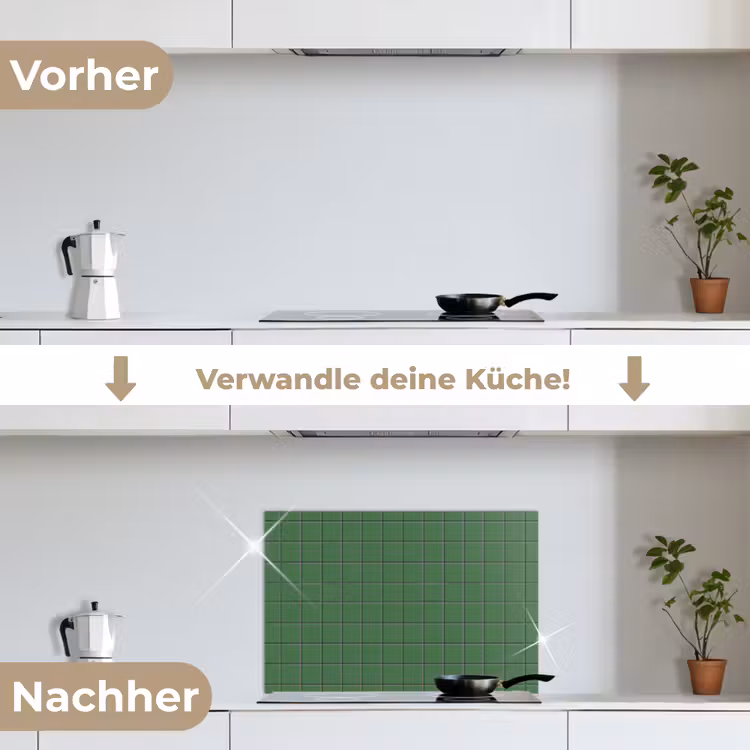 Patroon - Tegels - Groen keuken achterwand spatscherm klein 900 -voor_na_DE