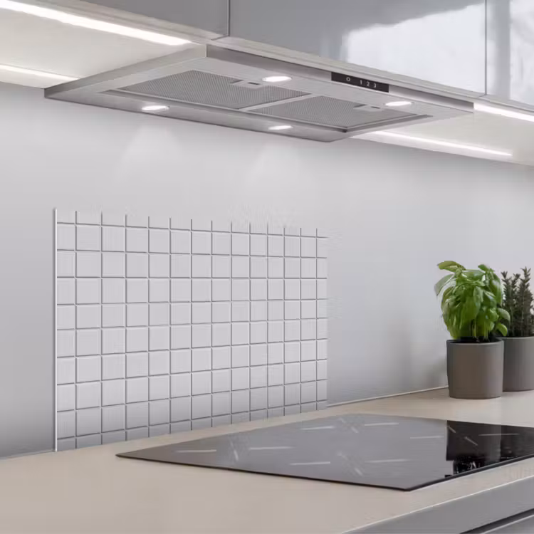 Patroon - Tegels - Licht - Grijs keuken achterwand spatscherm klein 900 -3d_schuin