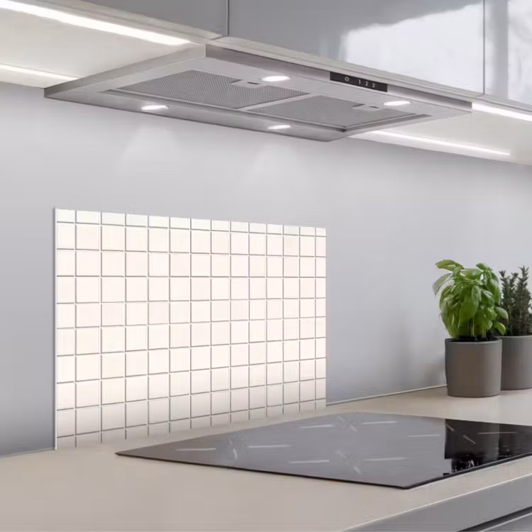 Patroon - Tegels - Wit keuken achterwand spatscherm klein 900 -3d_schuin