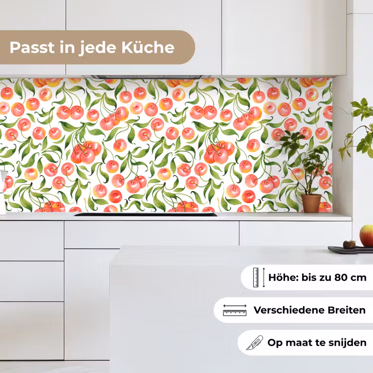 Patroon - Kersen - Wit keuken achterwand 2 middel 871 -sfeer4_DE