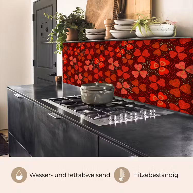 Patroon - Klaver - Rood keuken achterwand 2 middel 871 -usp_DE