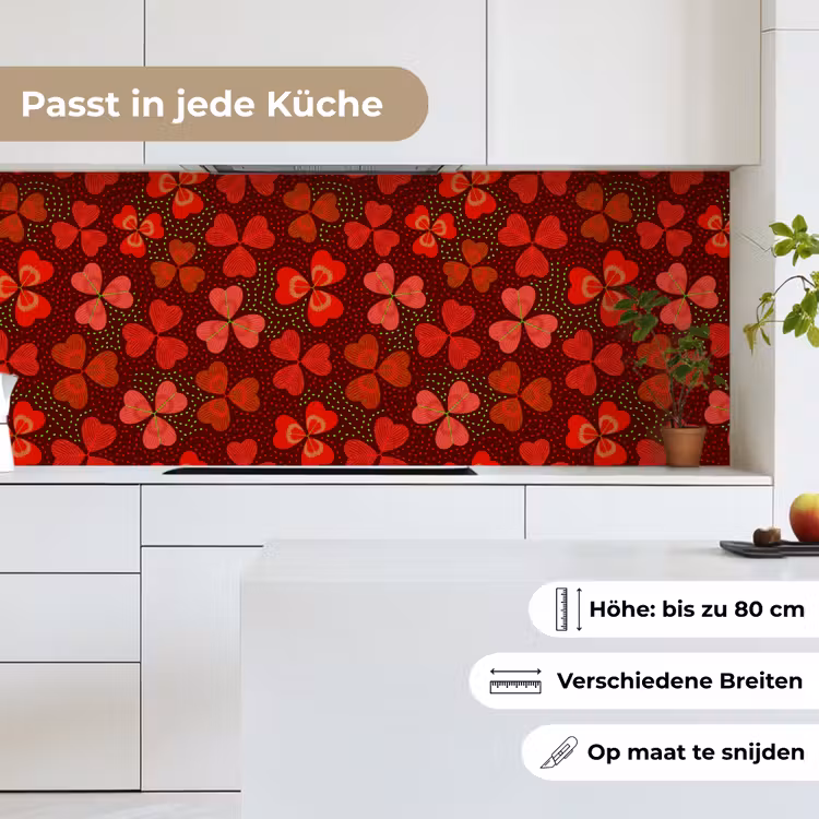 Patroon - Klaver - Rood keuken achterwand 2 middel 871 -sfeer4_DE
