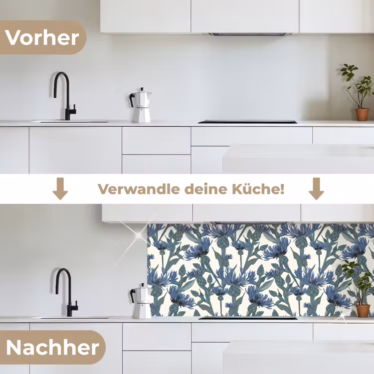 Patronen - Korenbloem - Natuur - Plant keuken achterwand 2 middel 871 -voor-na_DE