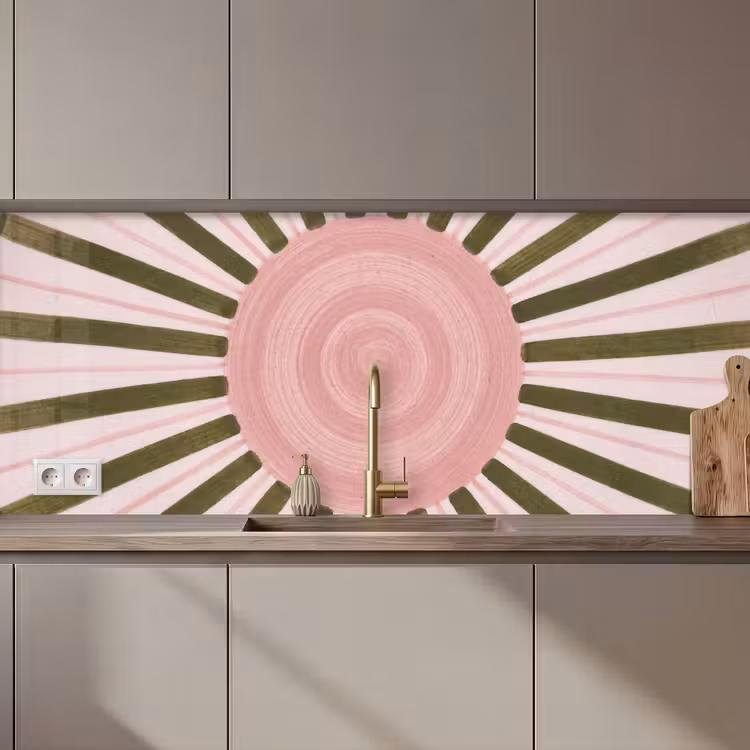 Patroon - Cirkel - Stralen - Abstract - Roze keuken achterwand 2 middel zz_3dshopping