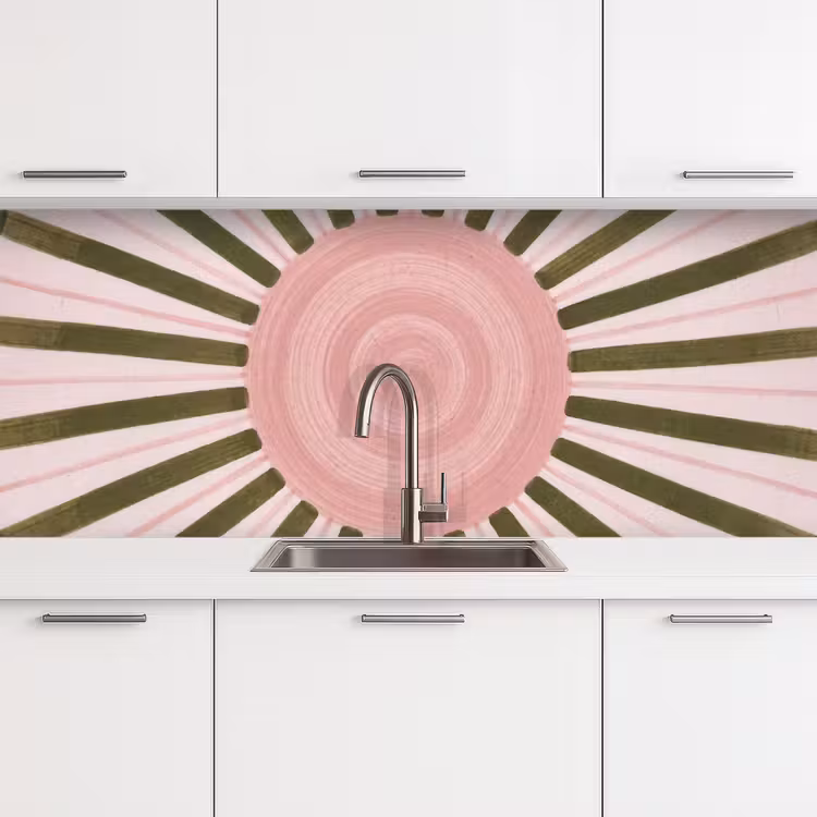 Patroon - Cirkel - Stralen - Abstract - Roze keuken achterwand 2 middel -3d